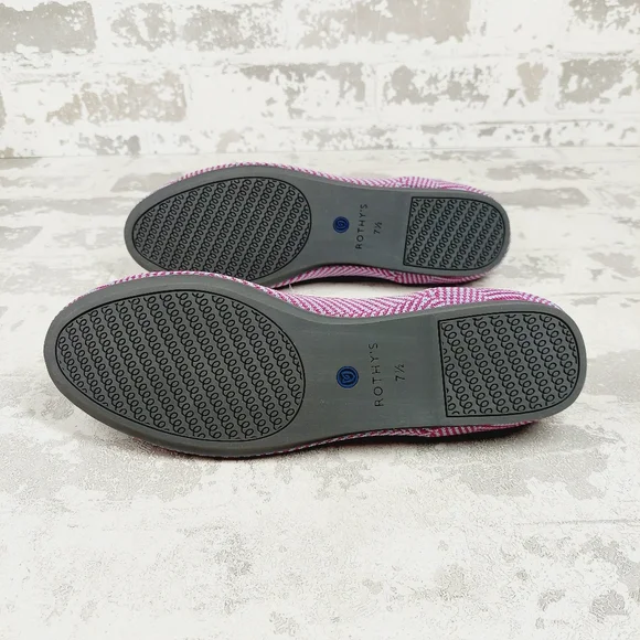 New Rothy's The Loafer Pink/Grey Stripes Slip On Round Toe Loafers E361 - Picture 6 of 8